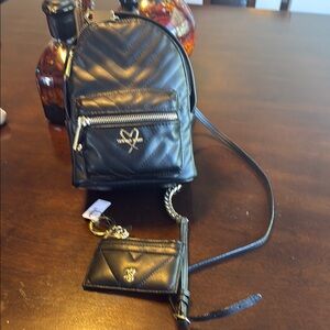 Victoria secret Black Leather Backpack with gold Hardware